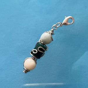 SINGULAR PENDANT - Mint Green White Silver - handmade natural amazonite pendant